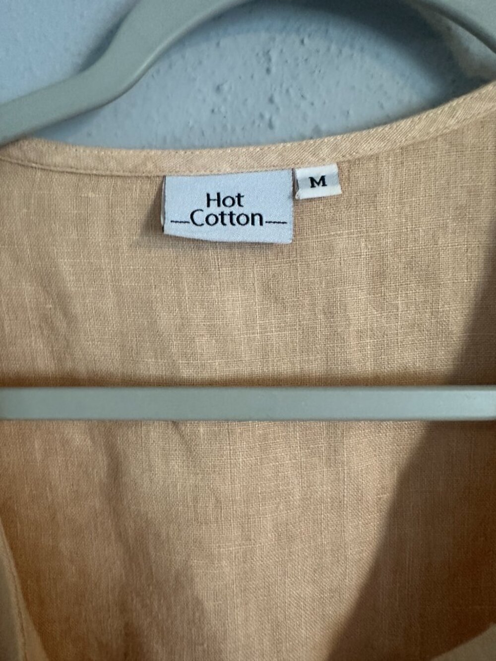 Hot Cotton 100% Linen Peach Shirt Women Size M Button Front Lightweight Summer - Picture 4 of 8
